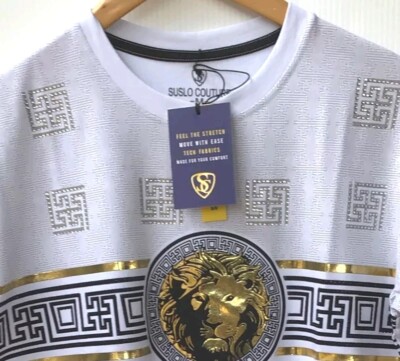 Men's Beautiful Cotton Rhinestone T Shirt,Italian Style,Stretch S to 2XL A12.