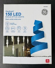 GE Staybright 150 LED Icicle-Style Lights, Warm White / White Wire  1 Box 
