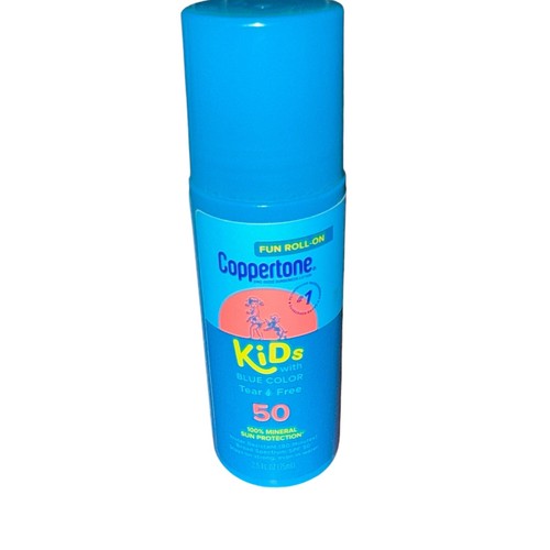 Coppertone Kids SPF50 Sunscreen Roll-On Blue Color Mineral Broad ...