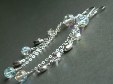 Vintage AB Crystals, Hearts & 925 Silver ~ Alex Polizzi Style Long Earrings