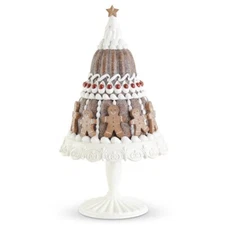 K & K Interiors - Glittered Bundt Cake w/Gingerbread on Pedestal - 54730C