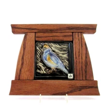 Michelle Arterburn Studio Arts & Crafts Mission Oak Framed Quail Bird Tile