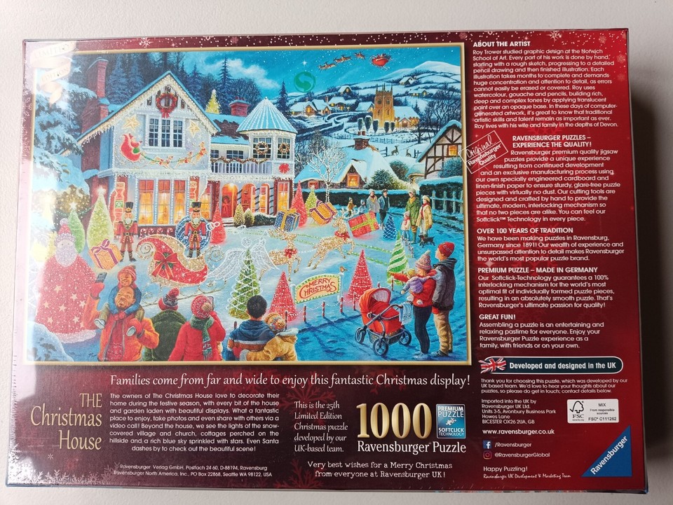 RAVENSBURGER * THE CHRISTMAS HOUSE * NEW/SEALED * 1000 PIECE JIGSAW
