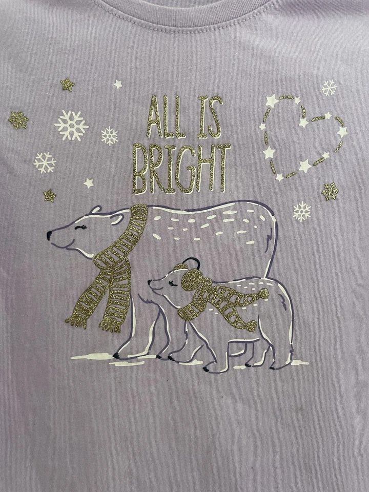 Camisa de manga larga de algodón brillante Garanimals para niñas pequeñas All Is púrpura claro 4T Foto 4 de 4