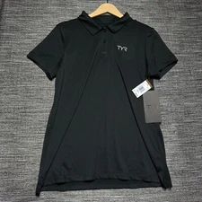 TYR Polo Shirt Women's Size L Black Short Sleeve Golf