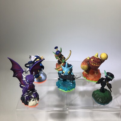 Lot of 6 Skylanders Figures Eruptor, Stealth Elf, Cynder, Gill Grunt, & More #ML