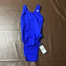 ADIDAS Women's Solid V Back One-piece Swimsuit BLUE Size 28 NWT MSRP 70.00