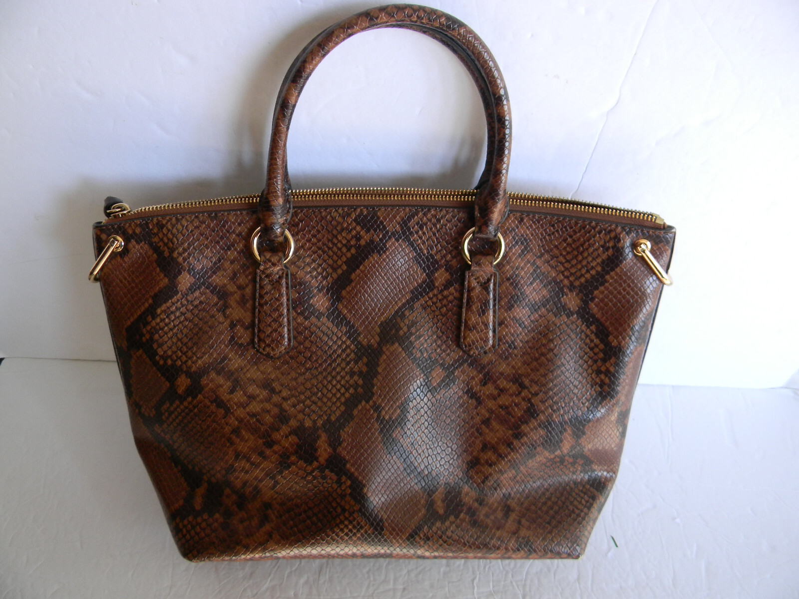 MICHAEL KORS ELSON BROWN SNAKE PYTHON EMBOSSED LE… - image 5