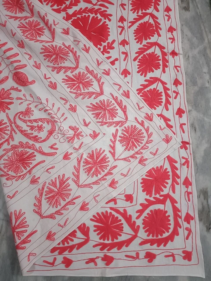 Algodón Suzani Lana Bordado para Mantel de Cama, Colgante de Pared Foto 4 de 4
