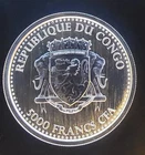 2016 Gorilla Republique Du Congo 5000 Francs-999 Silver 1 Oz Ounce Art Bar Round