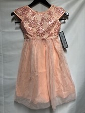 Jayne Copeland Girls Dress Sz 7, Sequin Top Peach FREE SHIPPING