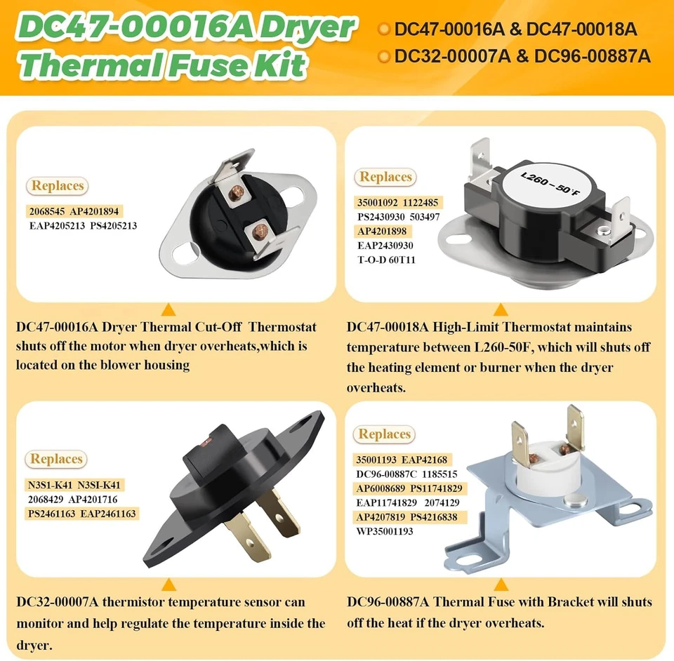 Dryer Heating Element for Samsung DV456EWHDSU/AA-01 DV456EWHDWR/AA-01 - Imagem 3 de 4