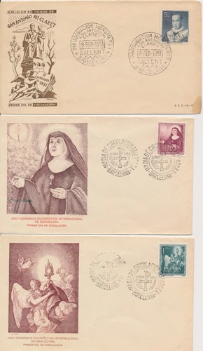 Lot of 3 Spain mixed cachet First Day covers 1951-2 nice group