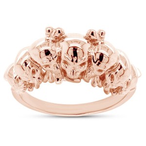 Authentic Ominous Pirate Skull & Crossbones Band Ring 14K Rose Gold Plated Sterling