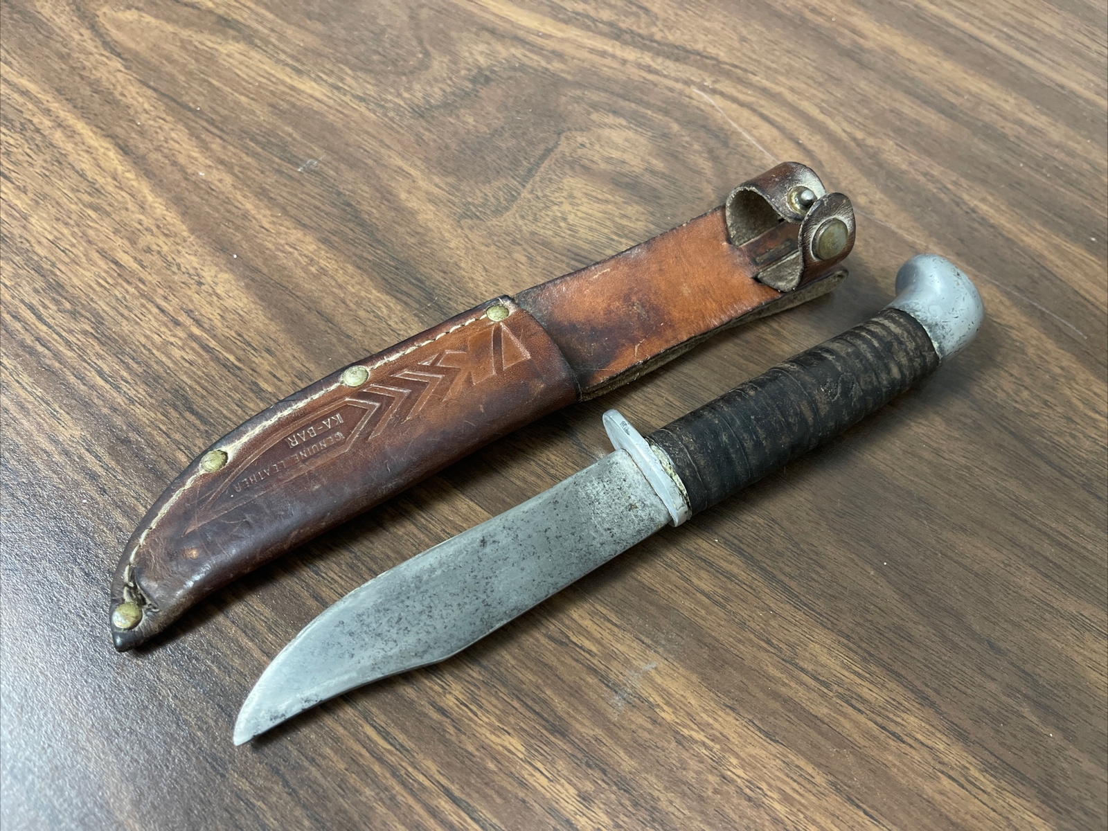 Vintage KaBar Kabar Stacked Leather Hunting Knife And Sheath eBay