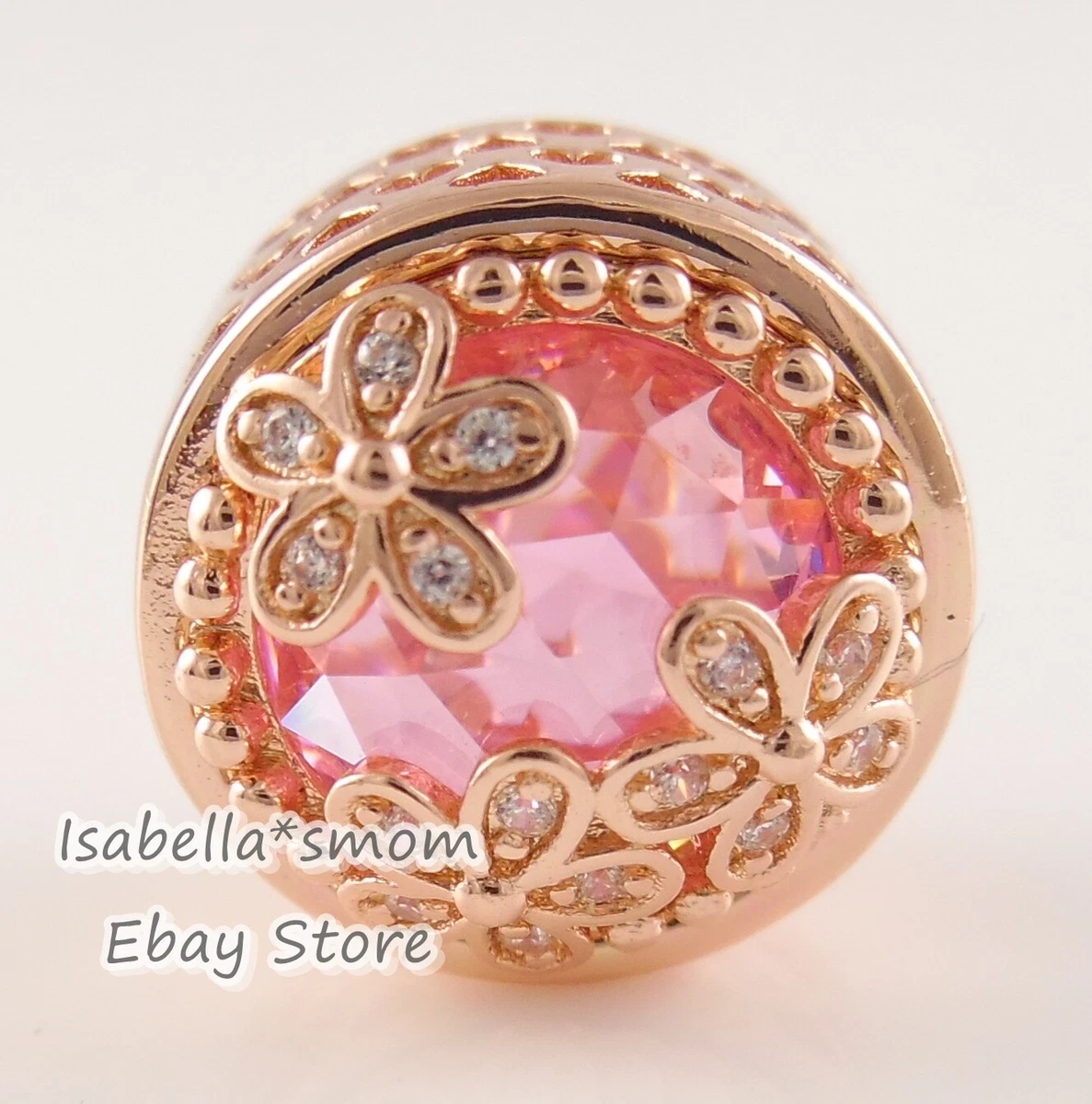 Pink Daisy Flower Charm, Rose gold plated