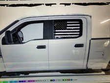 Rear Window Side Decals Compatible With Ford Crew Trucks 2015 Tattered Flag