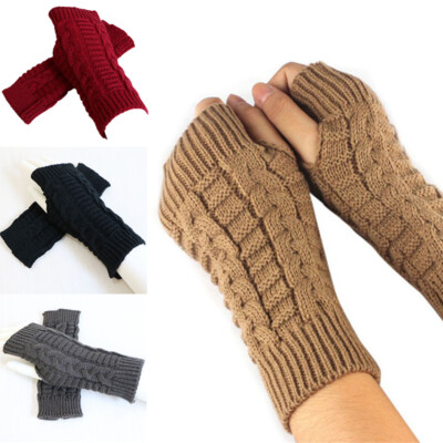 Open Finger Gloves Thermal Knit Thread Gloves Half Finger Twist Knitting  Gloves