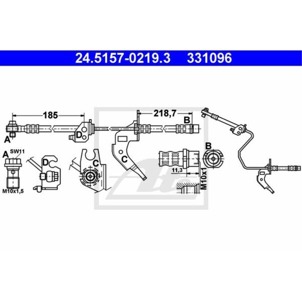 ATE Bremsschlauch Hinten Rechts FüR Opel Meriva Zafira B Astra G CC-image