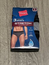 Tagless Stretch 3 Pack Pairs Briefs Black Gray Flex Men  s Size S 28  -30  Hanes