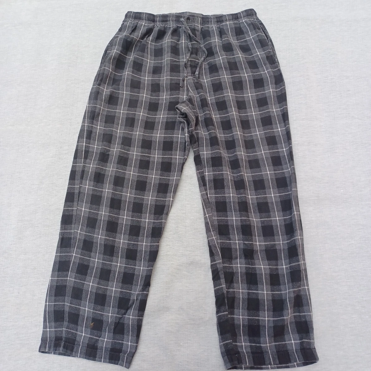 Croft Barrow Flannel Pajama Pants Bottoms Lounge Mens Gray Plaid