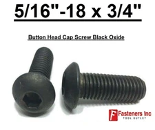 5/16-18 x 3/4" Button Head Cap Screws Allen / Hex Drive Black Oxide Alloy Steel