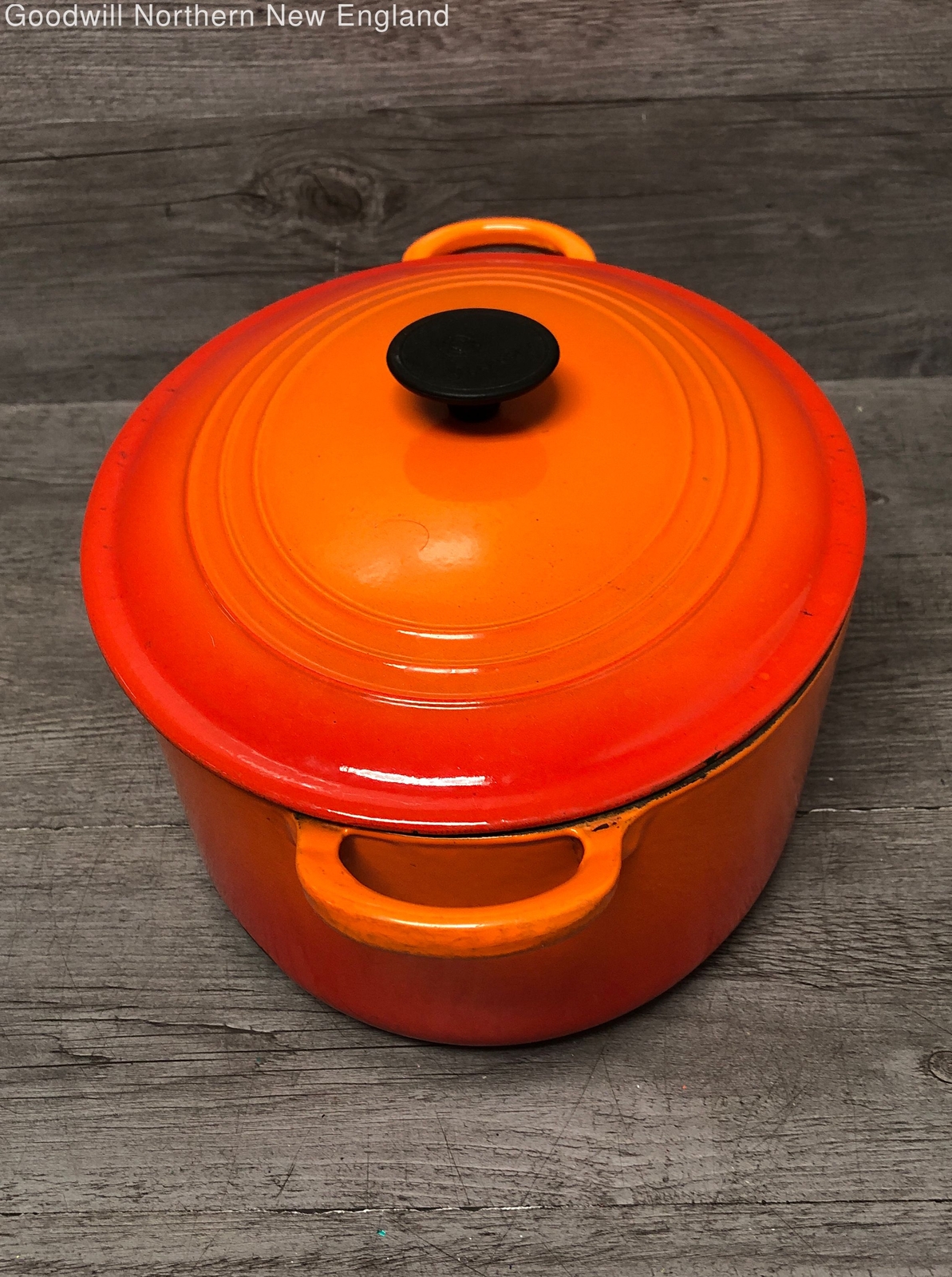 Le Creuset Flame Orange Dutch Oven Stockpot G 28 7.25 Qt Chipped eBay