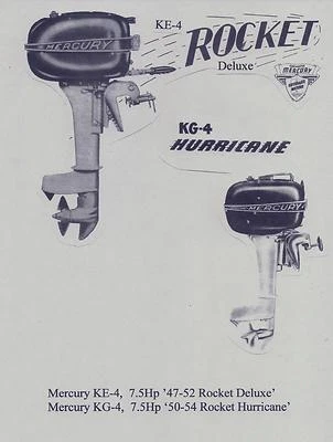 MERCURY 7.5Hp, Ke-4 & Kg-4, '47-'54, Vintage Outboard SERVICE MANUAL.