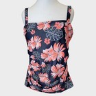 NWOT Women's Black Floral 2 Piece Swim Suit Size XL w/Adjustable Straps