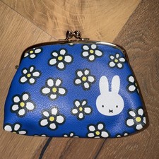 Miffy Clasp Pouch Purse Wallet Blue Floral New