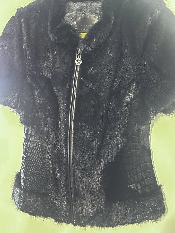 NUEVO SIN ETIQUETAS. Auténtico chaleco Philipp Plein de piel y cuero negro. Talla L. Foto 4 de 4