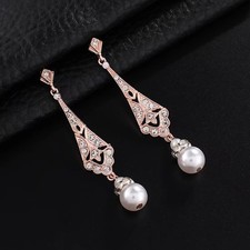 Alloy Silver Drop-shaped Pearl Earrings