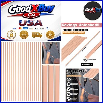 15% Silver Brazing Rods for HVAC Refrigeration 20 Sticks 0.050x1/8x10''