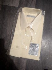 TESCO VINTAGE 1970S / 1980S REGULAR FIT MENS LIGHT YELLOW SHIRT 15" COLLAR