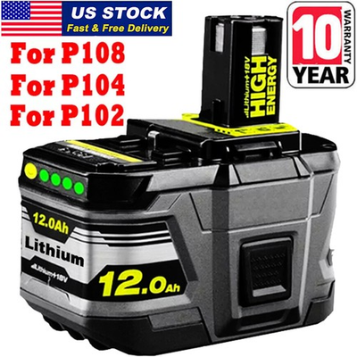 #ad 12Ah For RYOBI P108 P109 18V One Plus High Capacity Battery 18 Volt Lithium Ion $31.94
