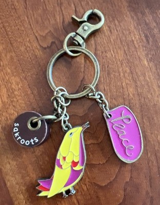 The Sak Sakroots Handbag Yellow Bird Peace Key Chain Ring Bag Charm   Enamel