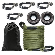 1"x30' Kinetic Recovery Rope Snatch Strap w/4 Soft Shackles and 2 Recovery Rings