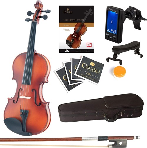 Mendini By Cecilio Violin For Kids & Adults, MV300 Satin Antique Violins - 3/4- - Picture 1 of 5