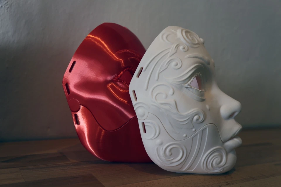 Working Geisha Mask  - maschera cosplay geisha horror e fantasy - con bocca apri - Immagine 2 di 4