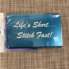Life  s Short Stitch Fast Blue - Magnet Needle Case - by Accoutrement Designs