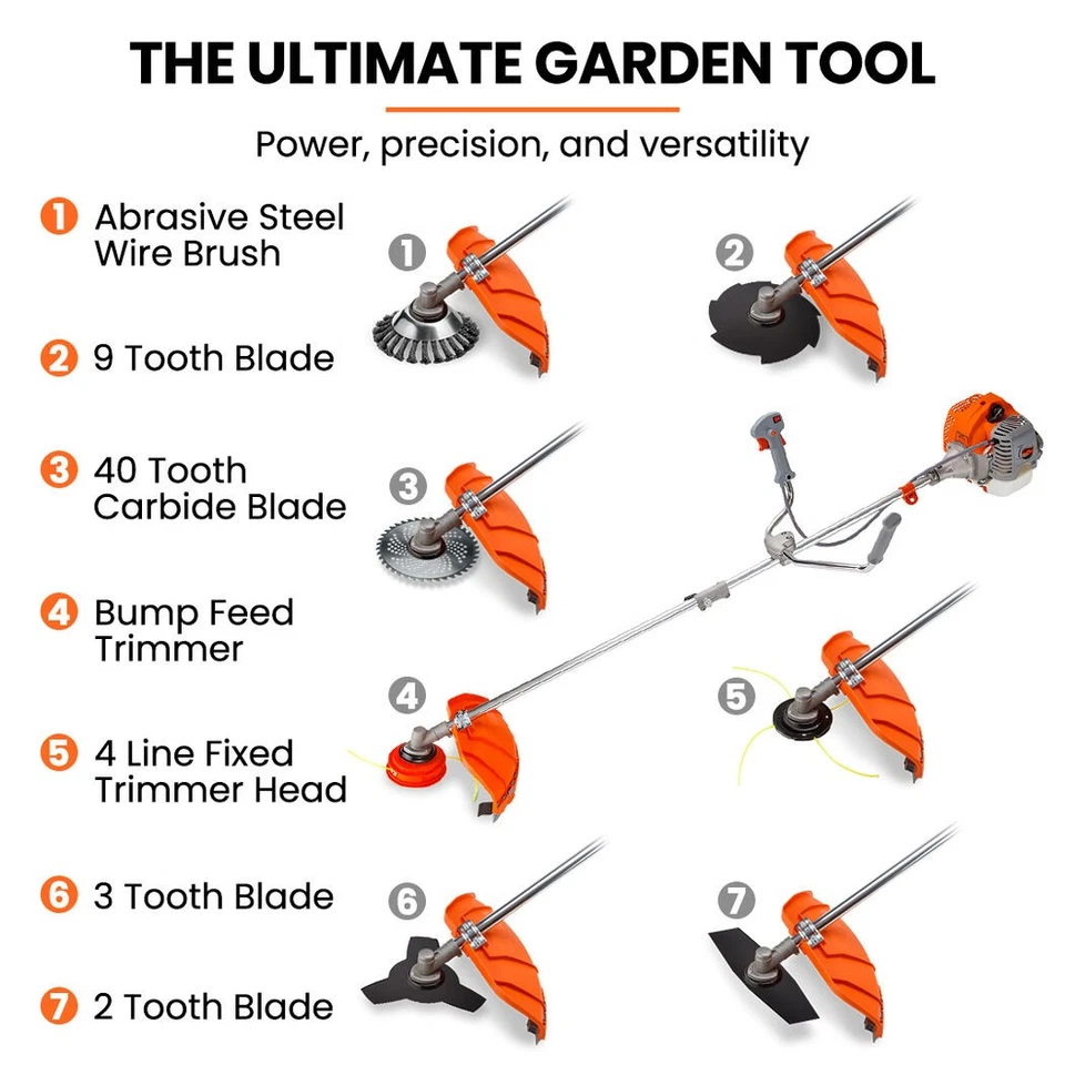 MTM 62cc 7in1 Brush Cutter Garden Multi-Tool Pole Trimmer Bullhorn Handle - image 2 of 4