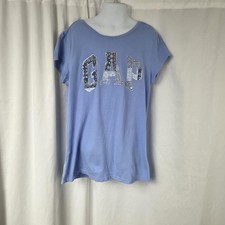 Gap Shirt Girls XXL 14-16 Blue Logo Graphic Short Sleeve Tee Top Cotton