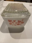 VTG Pyrex Pink Gooseberry 1.5 Pint 0502 Refrigerator Dish With Lid