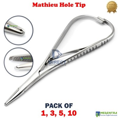 Dental Mathieu Needle Holder Hole Tip Elastic Ligature Forceps Pack of 1-3-5-10