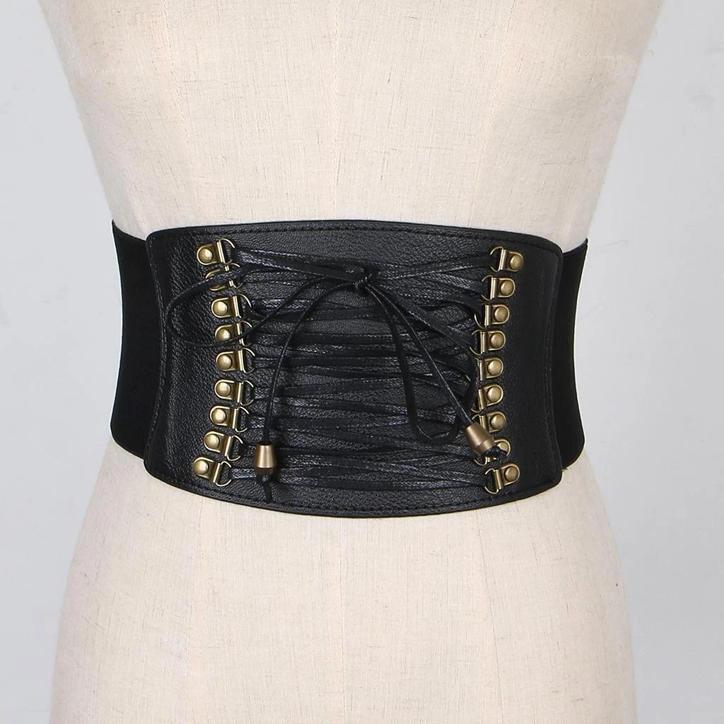Cintura Corsetto Waspie Regolabile Con Lacci - Fascia Elastica Larga 20 Cm Per Donna, Stile Vintage E Retrò, Perfetta Per Costumi Cosplay, Pirata E Uso Quotidiano - 5
