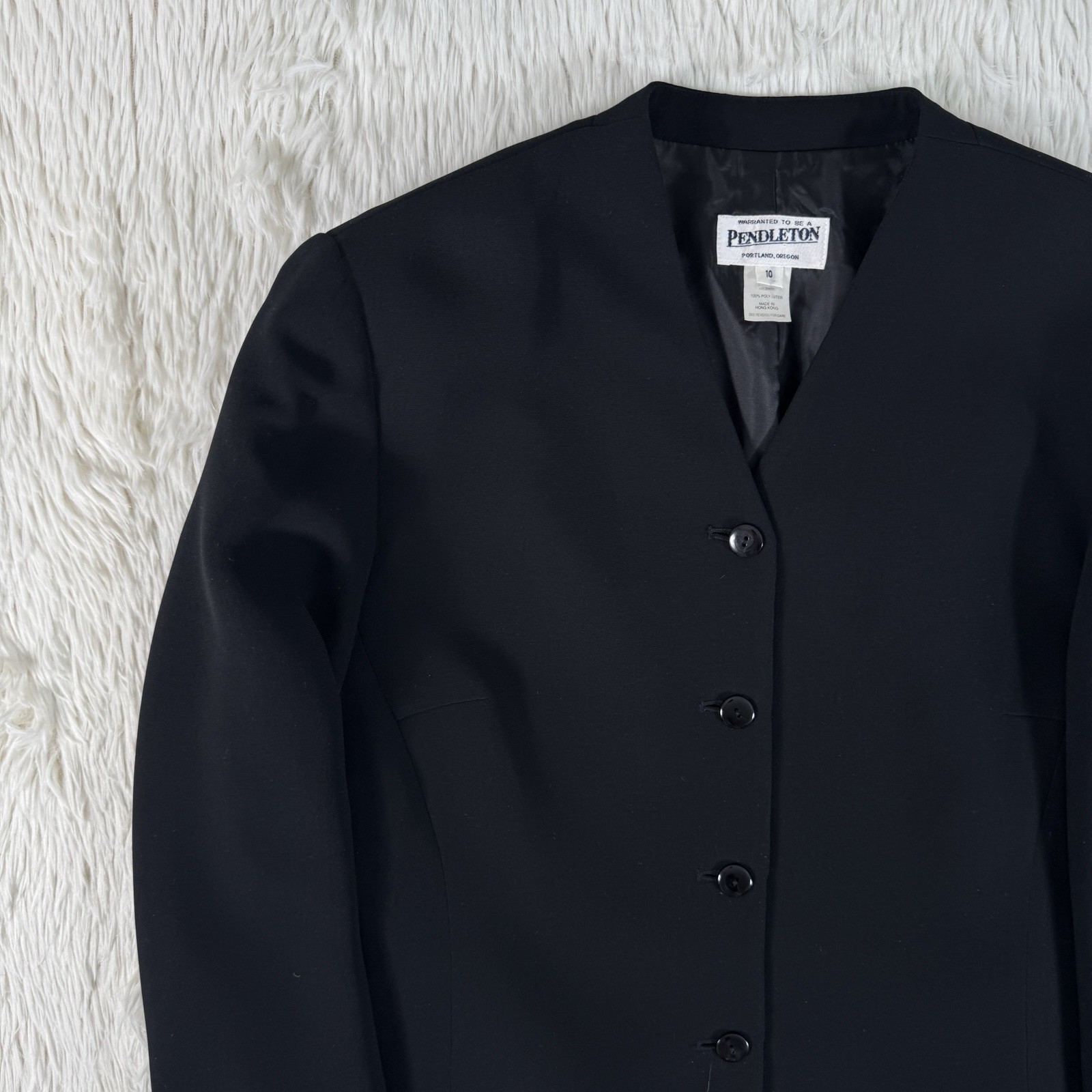 Pendleton Black V-Neckline Four Button Classic Co… - image 15
