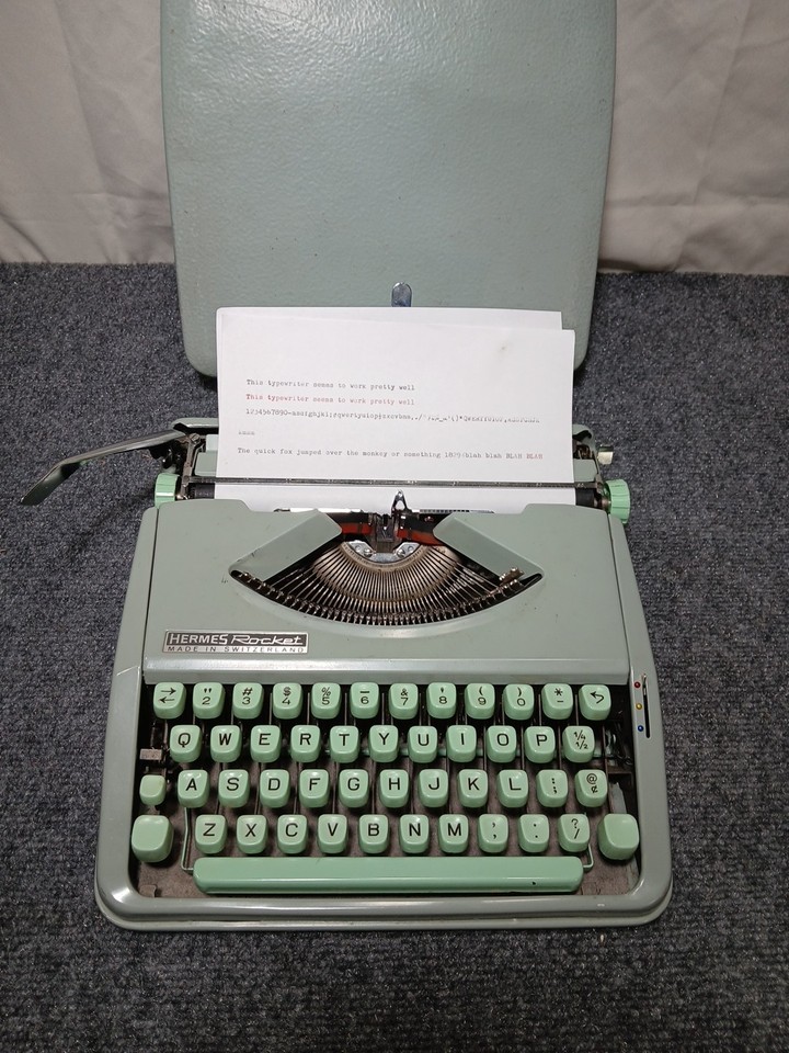 Vintage HERMES ROCKET - Typewriter Seafoam Green, Mint Green, Swiss Made.
