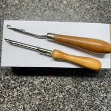 2 Vintage Latch Hook Tools with Wood Handles