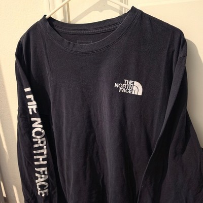 The North Face Womens XXL Black Long Sleeve Graphic Logo T-Shirt Crew Neck Top