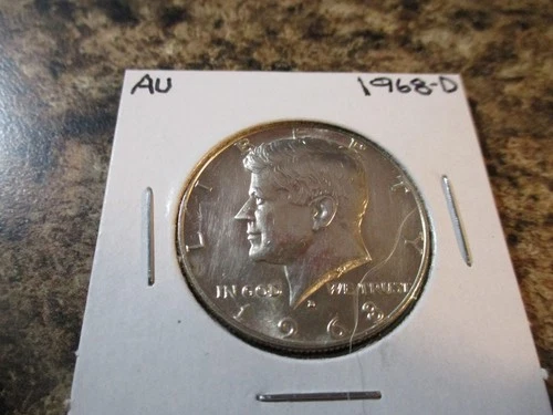 1968-D KENNEDY 40% 1/2 DOLLAR SILVER AU       BV